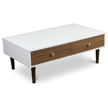 Modern Mid-Century Style White Wood Coffee Table