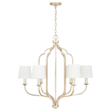 Ophelia Six Light Chandelier, Winter Gold