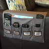 5-Pocket Sofa Armrest Organizer with Labels, Gray