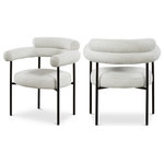 Meridian Furniture - Blake Upholstered Dining Chair, Cream, Boucle Fabric, Matte Black, Set of 2 - Modernize your dining space with these Blake cream boucle fabric dining chairs. This pair of contemporary dining chairs features rich black boucle fabric, making them comfortable to sit on. Their matte black metal frames provide sturdy support so you can relax knowing they'll seat you for years to come. Built to last, these chairs are strong enough for most users. Pair these pretty chairs with your choice of dining table for a custom look.