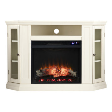 Claremont Electric Corner Fireplace - Ivory