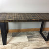 Salvaged Reclaimed Wood Scorched Bench, Industrial Legs, 12x36x18, Scorched