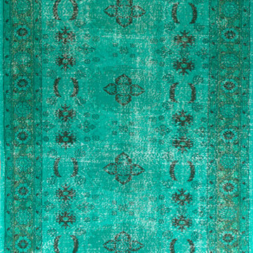 Over-dyed distressed Vintage Turkish Rugs for Modern Decor