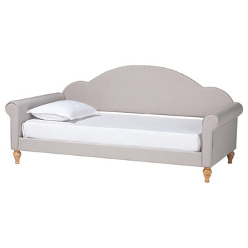 Baxton Studio Chaise Light Grey Fabric and Brown Finished Wood Twin Size Daybed