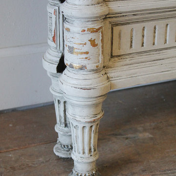 Pair of 20th Century Carved Painted Louis XVI Style French Beds with Rose Swags