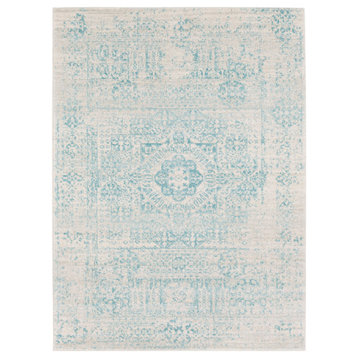 Harput Traditional Teal, Light Gray Area Rug, 5'3"x7'3"