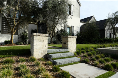 This is an example of a farmhouse landscaping in Orange County.