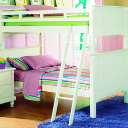 B875W-1 COTTAGE STYLE GIRLS WHITE SAND THROUGH WOOD TWIN TWIN BUNK BED - Bunk Beds