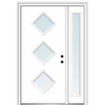 48"x80" 3 Lites Clear Left-Hand Inswing Primed Fiberglass Door, 6-9/16"