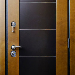 Stainless Steel and Oak Modern Front Entry Door - Front Doors