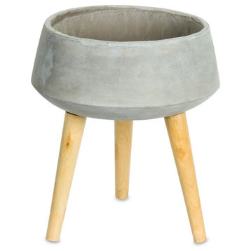 Melrose Cement Planter On Legs With Grey And Brown Finish 74455DS