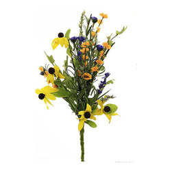 Shea's Wildflower - 16" Black Eye Susan and Larkspur Bush - Wreaths And Garlands