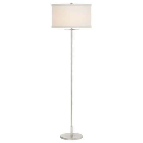 Walker Medium Floor Lamp in Burnished Silver Leaf with Cream Linen Shade