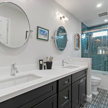 Vibrant Anaheim Bathroom Renovation with Teal Shower Accent