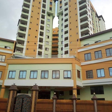 Girl Guide triple tower sixteen story apartments and shopping mall