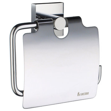 House Toilet Roll Holder With Cover Chrome