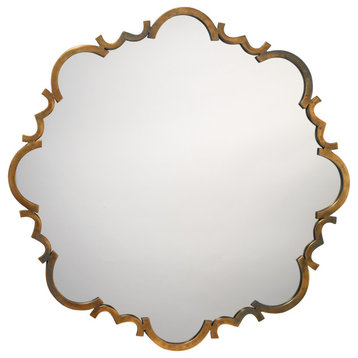 Saint Albans Steel Mirror, Antique Brass