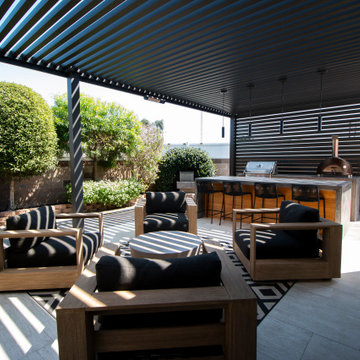 Custom 4K Aluminum Pergola & Privacy Wall - Huntington Beach