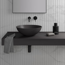 Oasis Charcoal Round Countertop Stone Basin 420mm - Bathroom Sinks