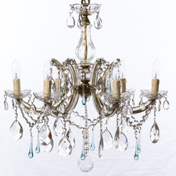 6 arm marietherese with clear and pale blue drops - Lighting