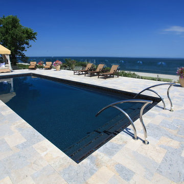 Rectangle Fiberglass Pool and Spa - Miller Place