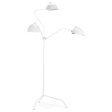 Serge Mouille Three-Arm Floor Lamp, White