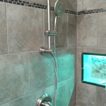 Modern bathroom remodel L.E.D. shower shelf