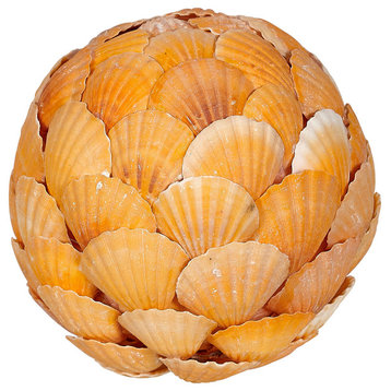 Orange Scallop Shell Orb, 6"