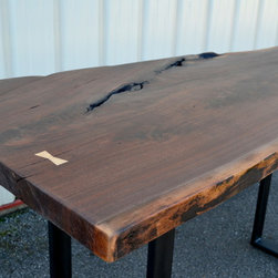 Live Edge Walnut Standing Desk with Modern Base - Desks And Hutches