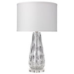 Jamie Young Company - Laurel Table Lamp, Clear Glass With Medium Drum Shade, White Linen - The classic thick clear glass ribbons on this table lamp allows light to pass through and reflect beautifully, giving this piece a great sense of depth and effortless sophistication