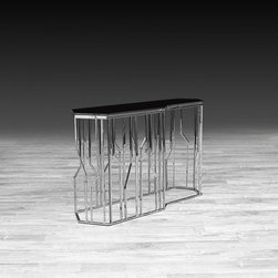 Lorensia Silver Glass Console - Lorensia Collection - Console Tables