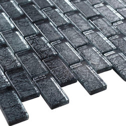 1x2 Glossy Glitter Silver Sky Subway Glass Mosaic Tiles - Home Accessories & Decor