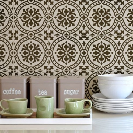 Calista Tile Stencil, Cement Tile Stencils, DIY Faux Tiles , Large