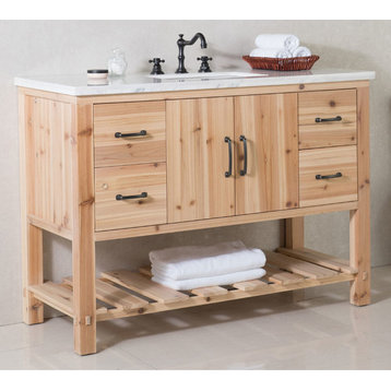 Wallace Solid Fir Single-Sink Vanity With Shelf, 48", White Top