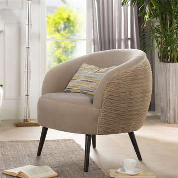 Jennifer Taylor Home London Mid-Century Modern Ruched Barrel Chair Mink