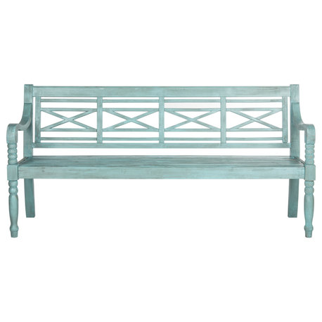 Safavieh Karoo Outdoor Bench, Beach House Blue