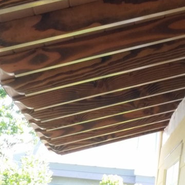 Exposed trusses with T&G stained and cleared