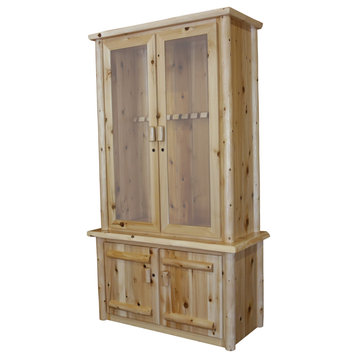 White Cedar Log Cabinet with Locking Doors