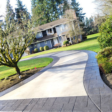 Stamped Concrete and Broom Finish Driveway