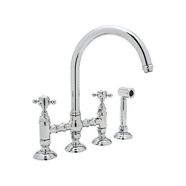 Country Kitchen High-Arc Bridge Faucet in Polished Chrome