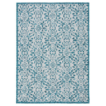Safavieh Courtyard Cy8955-37212 Outdoor Rug, Gray and Blue, 5'5"x7'7"