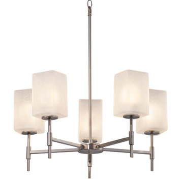 Union 5-Light Chandelier, Brushed Nickel and Frosted Crackle Artisan Glass