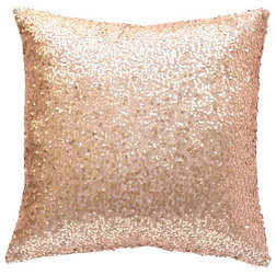 Transitional Decorative Pillows Sequin Pillow Cover, Blush, 19"x19"