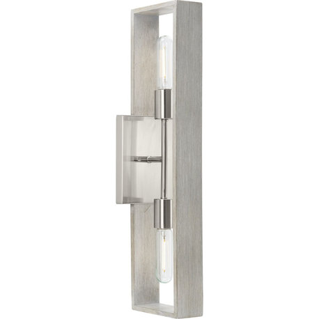 Boundary Collection 2-Light Modern Wall Sconce, Brushed Nickel