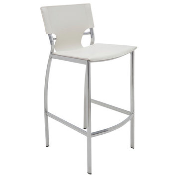 Lisbon Leather Bar Stool by Nuevo, White Leather