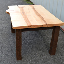 Live Edge Maple Table with Barn Wood Legs - Dining Tables