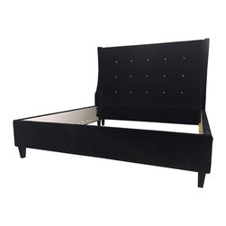 Marilyn Bed with Button Tufting + Crystal Buttons - Panel Beds