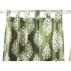 2 Indian Sari Sheer Organza Curtains Star Burst Blue Mirror