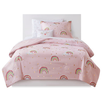Mi Zone Kids Alicia Unicorn Gold Stars Complete Comforter and Sheet Set, Full, C