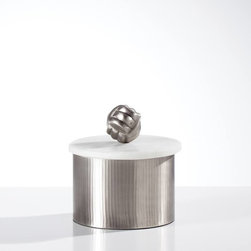 Tomar Antique Pewter Ribbed Canister - Short - Decorative Accents